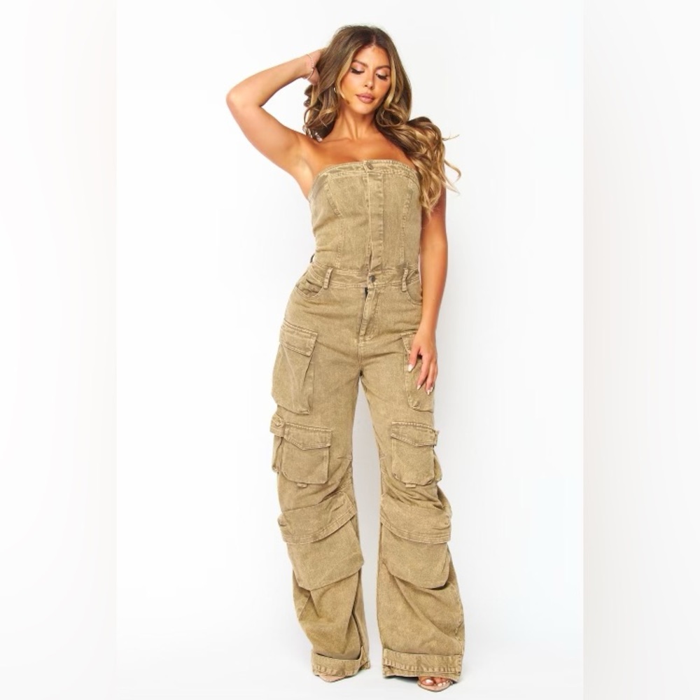 Taupe cargo jumpsuit